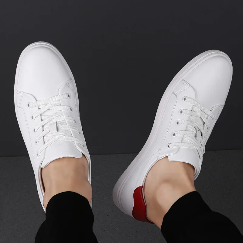 Classic Leather Shoes Summer Breathable Fashion Sneakers Black White Men Platform Original Walking %H8922 | Обувь