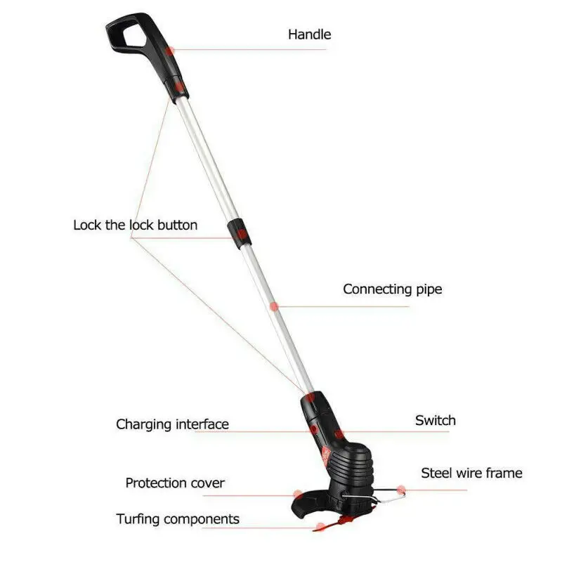 

Cordless Lawn Mower Electric Grass Trimmer USB Rechargeable Lightweight Mowing Machine Electric Lawn Mower Gardening Tool