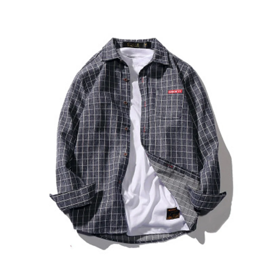 

Casual Japanese Men Shirt Casual Long Sleeve Summer Cotton Men Shirt Hawaiian Shirt Plaid Streetwear Camisas Para Hombre Shirts