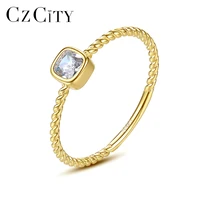 czcity fashion golden square cz promise rings for women wedding engagement fine jewelry round anel bijoux femme christmas gifts