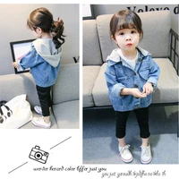 denim jacket for girls coats children clothing autumn baby girls clothes outerwear hooded jean jackets for child girls