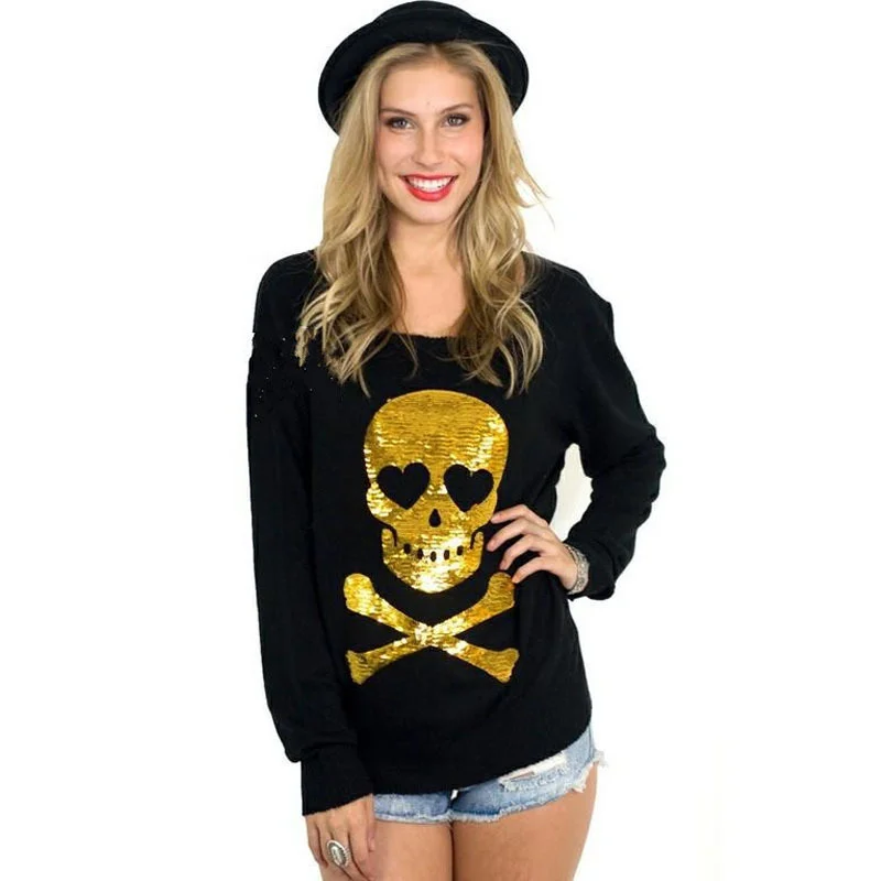 Осенне-зимняя женская одежда блестящий вязаный свитер с блестками и длинным