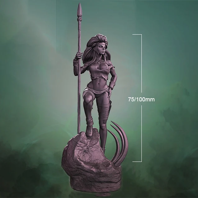 

1/24 75mm 1/18 100mm Resin Mode kitsl Female Jungle Warrior Princess Figure Unpainted No Color RW-449