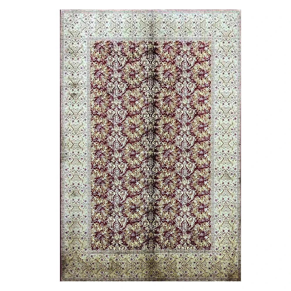 

4.5'x6.5' Modern Silk Rugs Hand Knotted Red Oriental Handmade Carpets