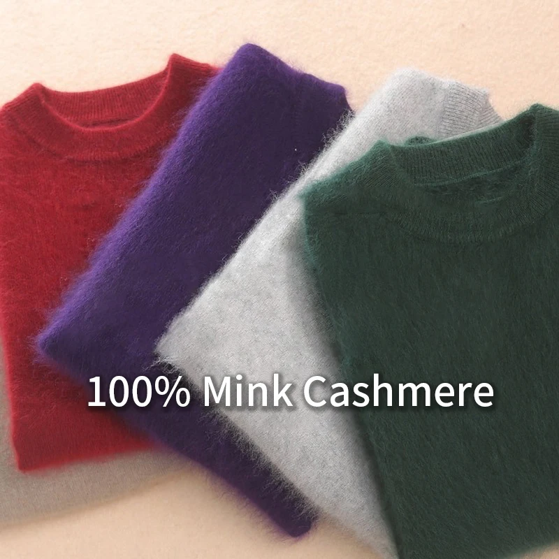 2019 женский свитер Осень зима супер теплый чистый норковый кашемир мягкий