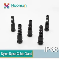 10pcs ip68 waterproof npt 14 cable gland connector plastic flex spiral strain relief protector for 3 5 6mm wire thread