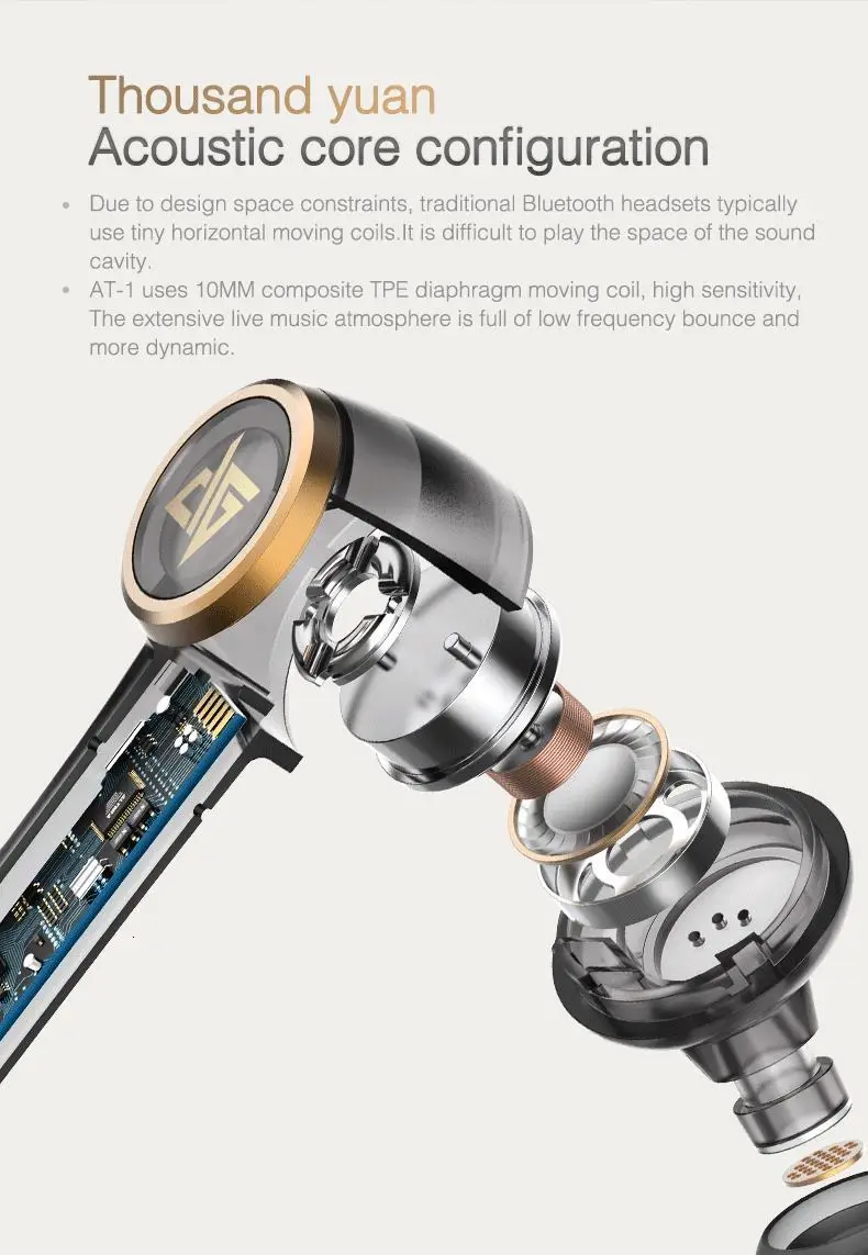 AUGLAMOUR AT-1 Bluetooth 5,0 TWS беспроводные наушники Blutooth с шумоподавлением водонепроницаемые спортивные наушники zs10 pro