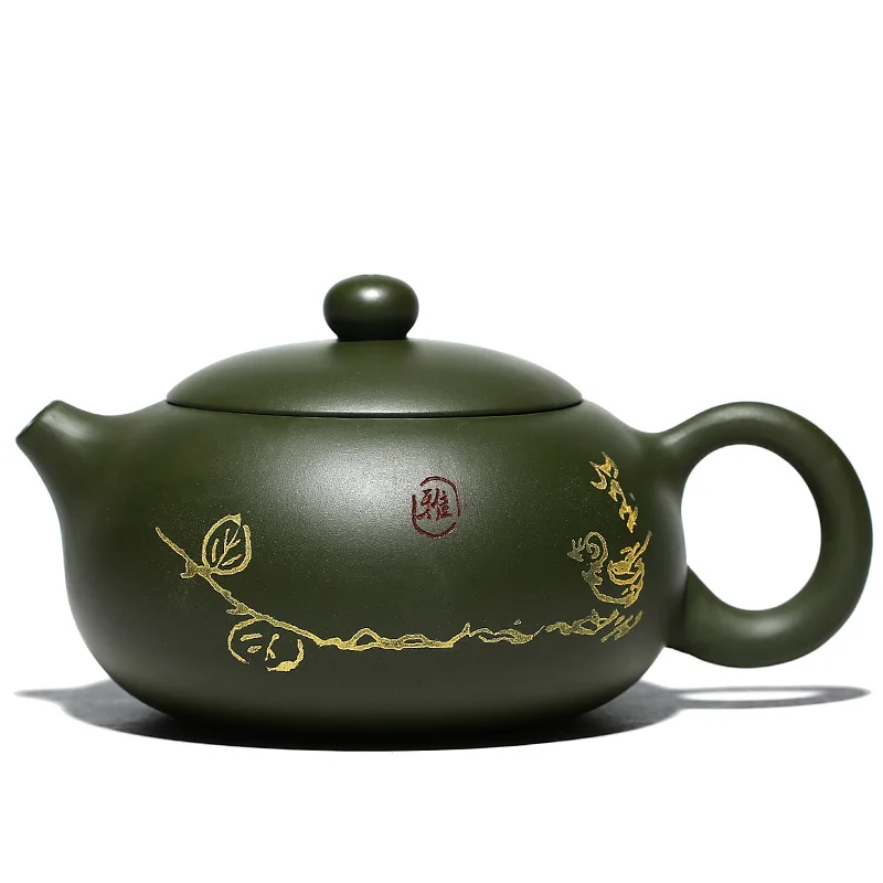 

Elegant purple clay teapot green clay full hand made by Yang Feinan