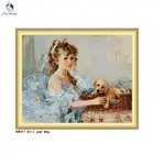 Набор для вышивки Девочка и собака, 14CT 11CT