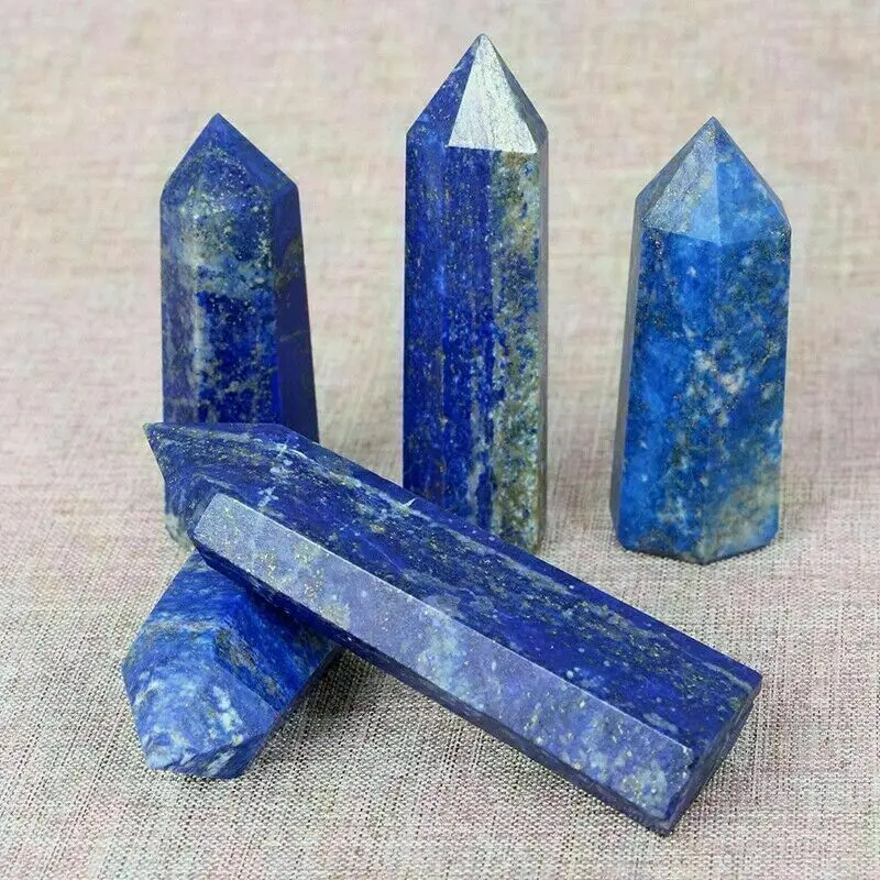 

TOP! Natural Lapis Lazuli Quartz Obelisk Crystal Wand Point Healing 70-80mm