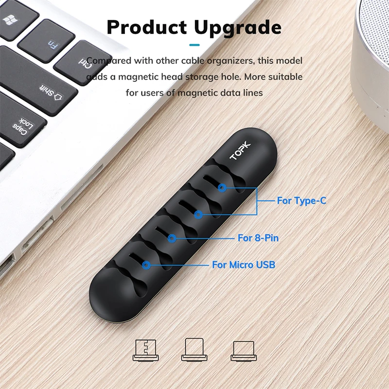 Органайзер и магнитный штекер TOPK силиконовый держатель для USB-кабелей гибкие