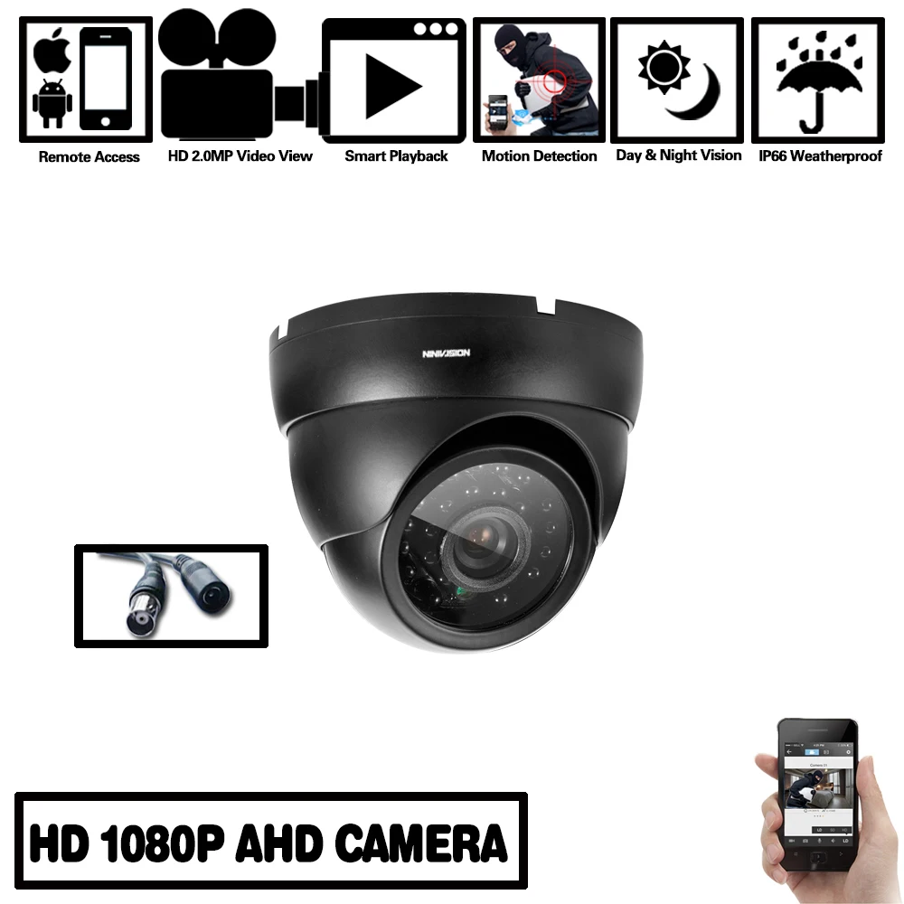 HD 1080P AHD CCTV Черная Камера CCD IR Cut фильтр микрокристаллический 24 ИК светодиодов 1MP 2MP
