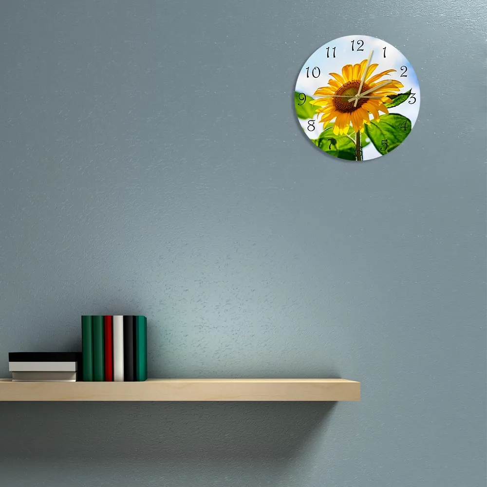 Часы настенные с подсолнухом и полным расцветением Вдохновляющие часы на стену