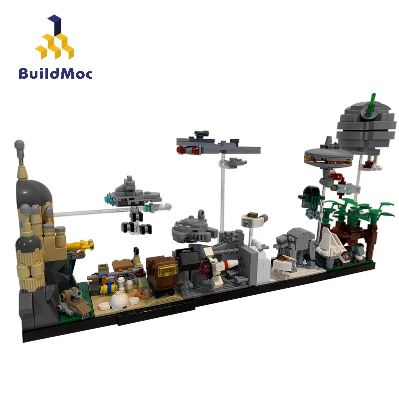 

Buildmoc Wars Movie Set City House Architecture Skyline Building Block Bricks Millennium Spaceship Destroyer Flying Model Toys