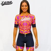 xama cycling brazil womens short sleeve bicycle jumpsuit bicicleta clothing with free shipping roupa ciclismo feminina skinsuit