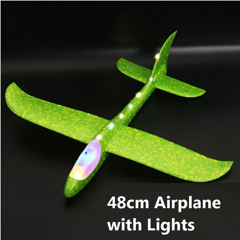 Led 48cm Green Детские игрушки модель самолета ручной бросок самолета 35 см EPP пена запуск самолета Летающий планер игрушки для игры для детей на открытом воздухе - Цвет: Led 48cm Green