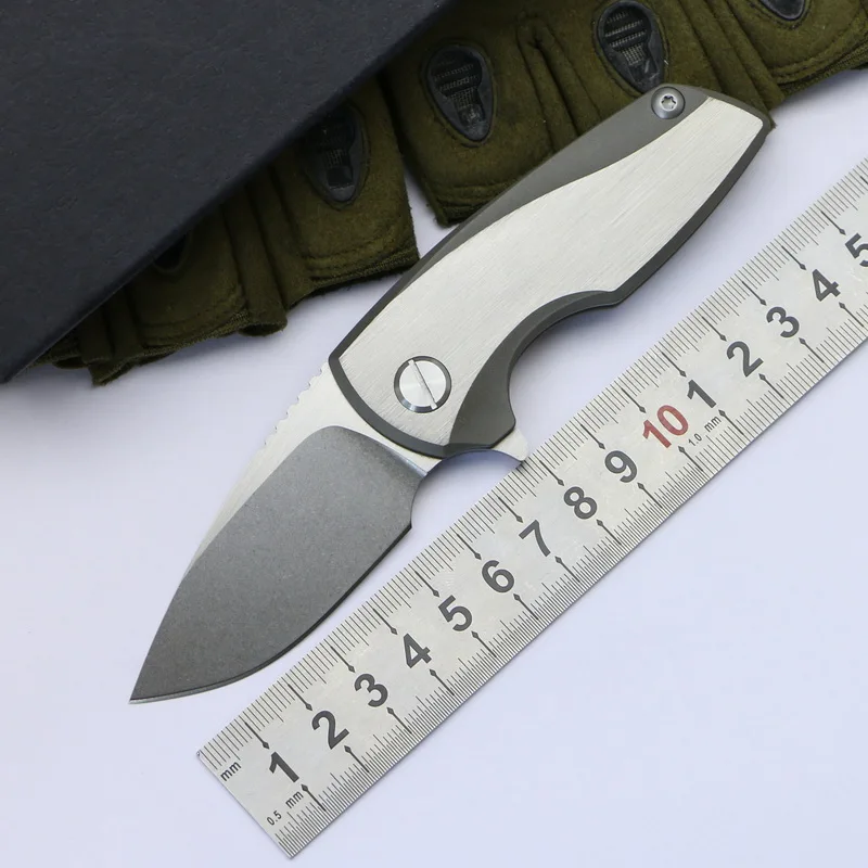 TIGEND TS90 folding knife pocket knives D2 stainless steel blade titanium handle outdoor Survival hunting knife edc tools