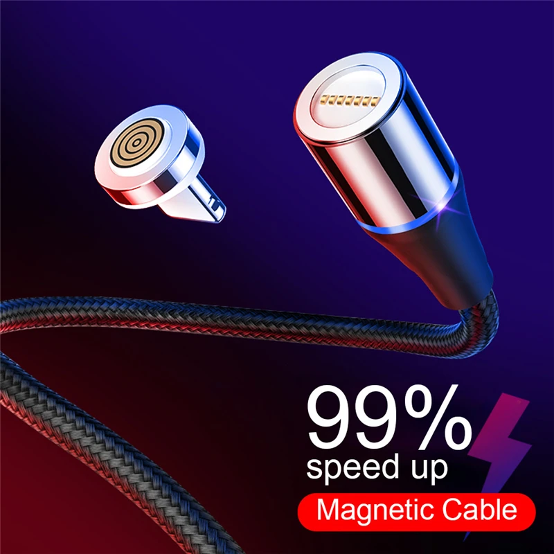 Базеур QC 3.0 3A Магнитный кабель быстрой зарядки с LED-подсветкой Type C Micro Usb для телефонов Xiaomi Huawei Fast Charging 2M on.