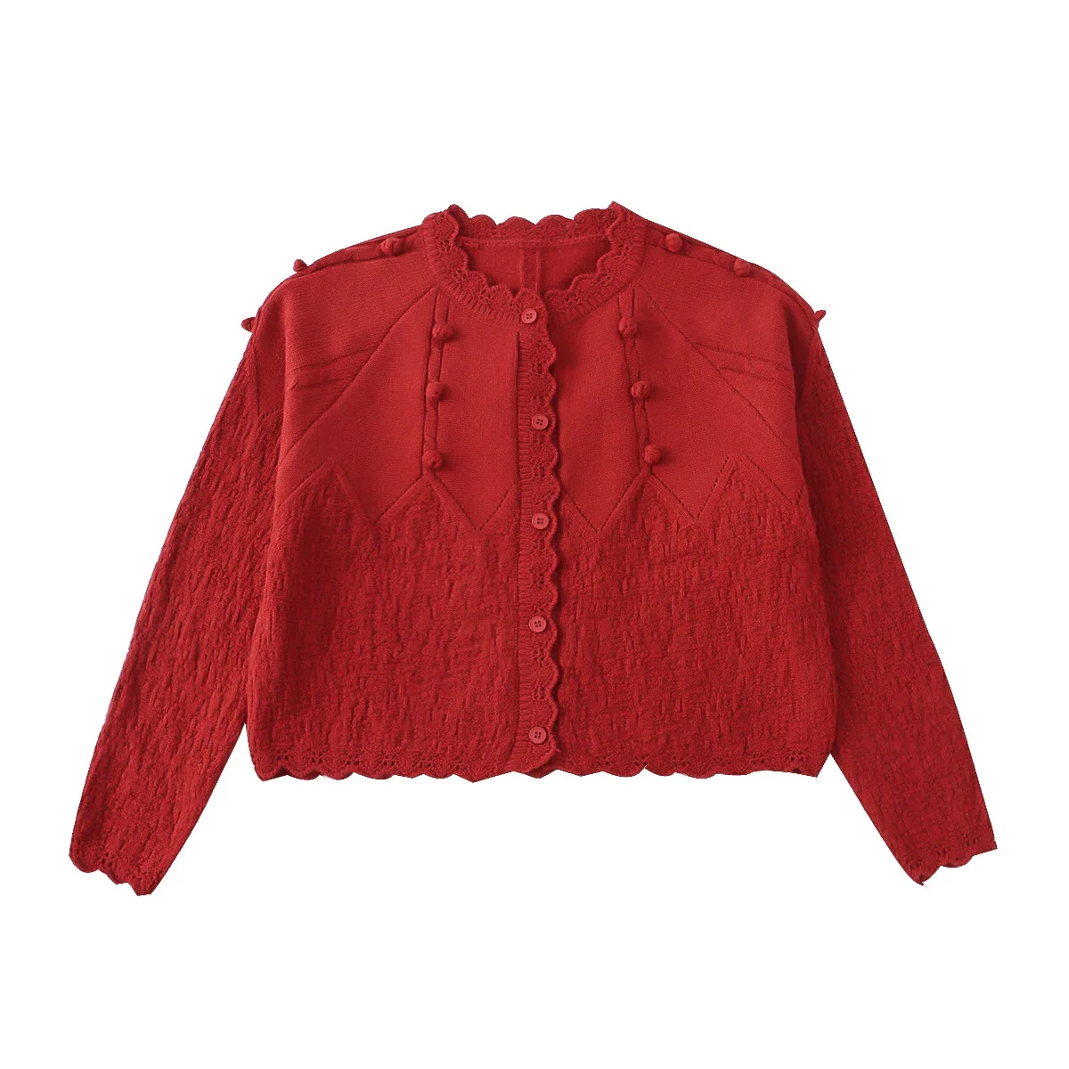 

Japan Soft Sister Mori Girl Jacquard Handmade Crochet Wool Ball Sweater Rabbit Fur Cardigan for Women Christmas Knitwear Clothes