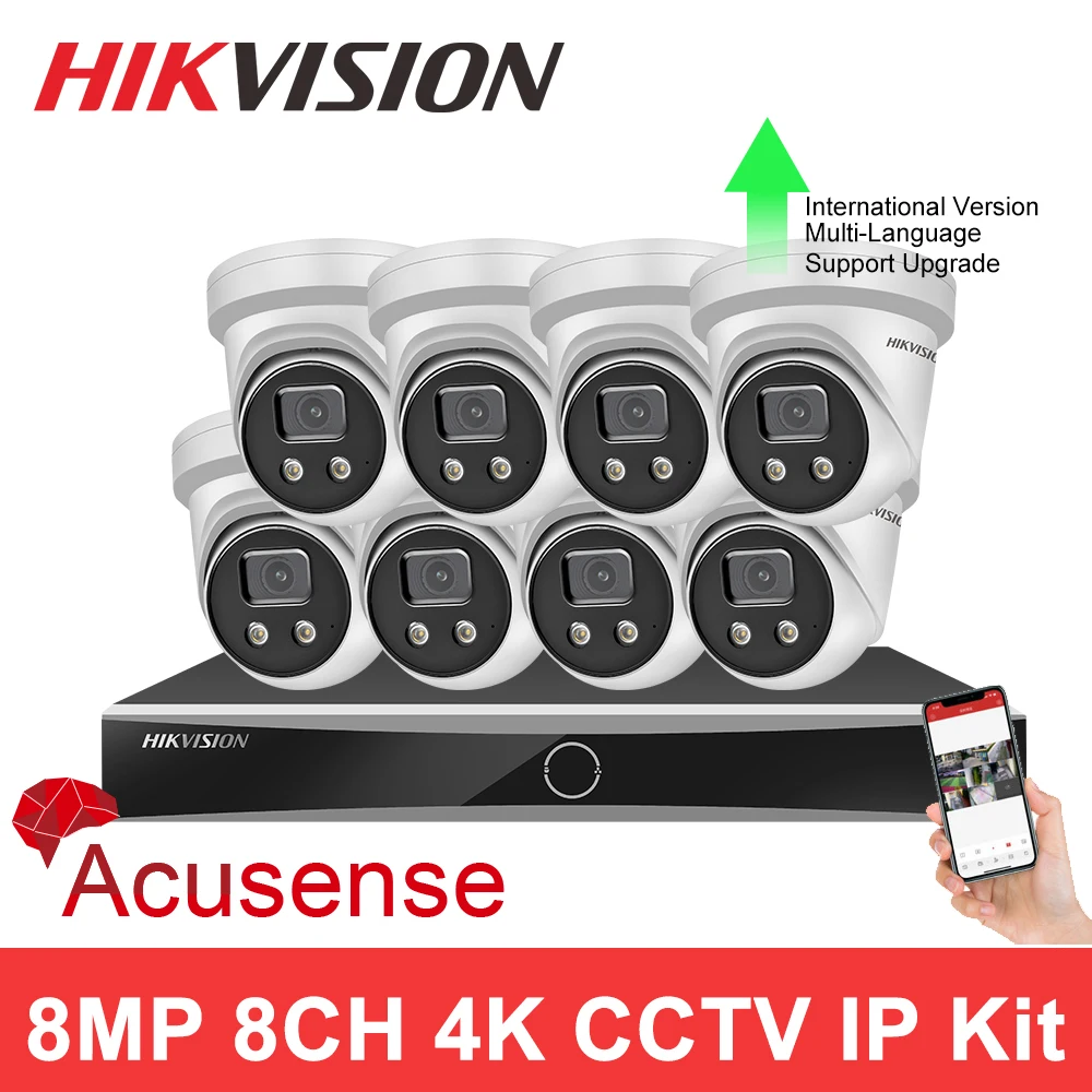 

Hikvision CCTV Kit 4K Acusense 8CH 8MP CCTV Security Kit DS-2CD2386G2-IU NVR DS-7608NXI-I2/8P/S POE CCTV Surveillance System