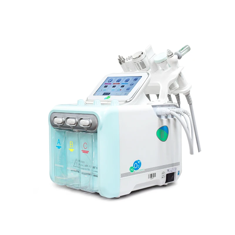 

H2O2 water jet skin polisher, deep facial cleaning lift 6 handle Korean small bubble machine