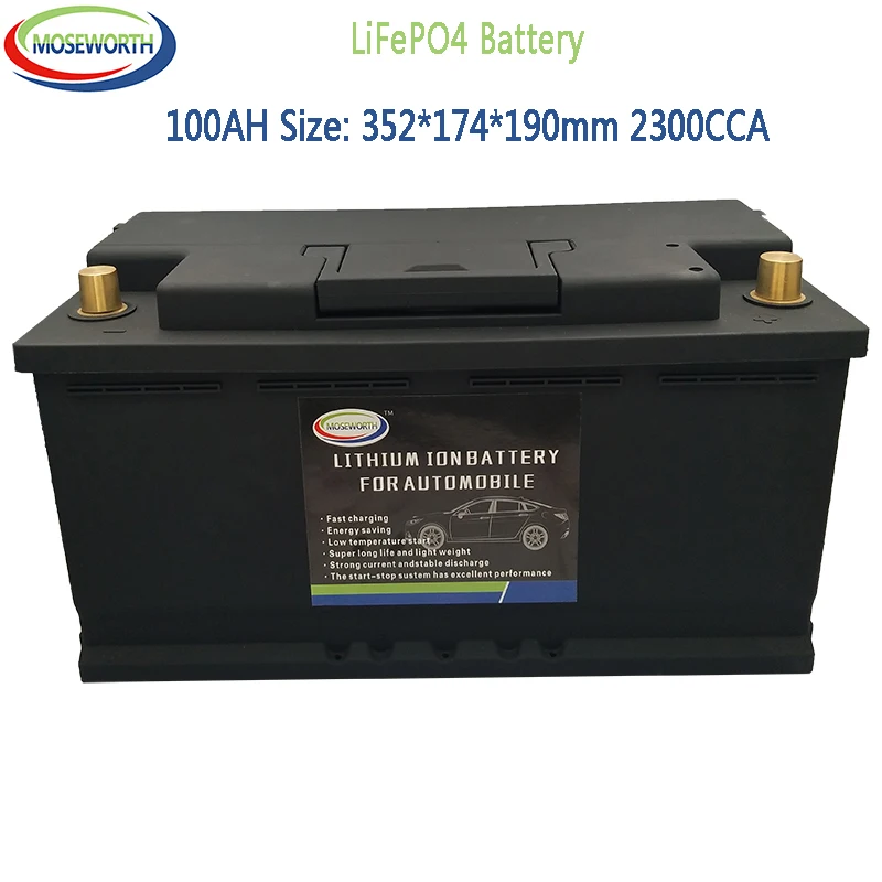 12,8 V 100AH LiFePo4 LFP литий-железо-фосфатный аккумулятор с BMS платой 2300A CCA для автомобильного аккумулятора длительный срок службы глубокие циклы