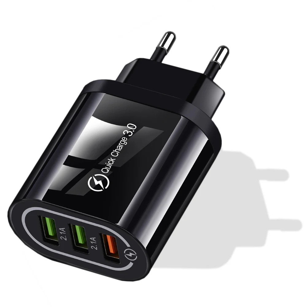 Quick Charge 3,0 USB зарядное устройство для huawei mate 30 Быстрая Зарядка адаптер для iPhone11 samsung S9 Xiaomi QC2.0 зарядное устройство для мобильного телефона - Тип штекера: Black EU