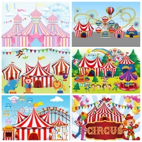 laeacco birthday backdrops circus pink tents ferris wheel hot air balloons photography backgrounds baby newborn photocall props