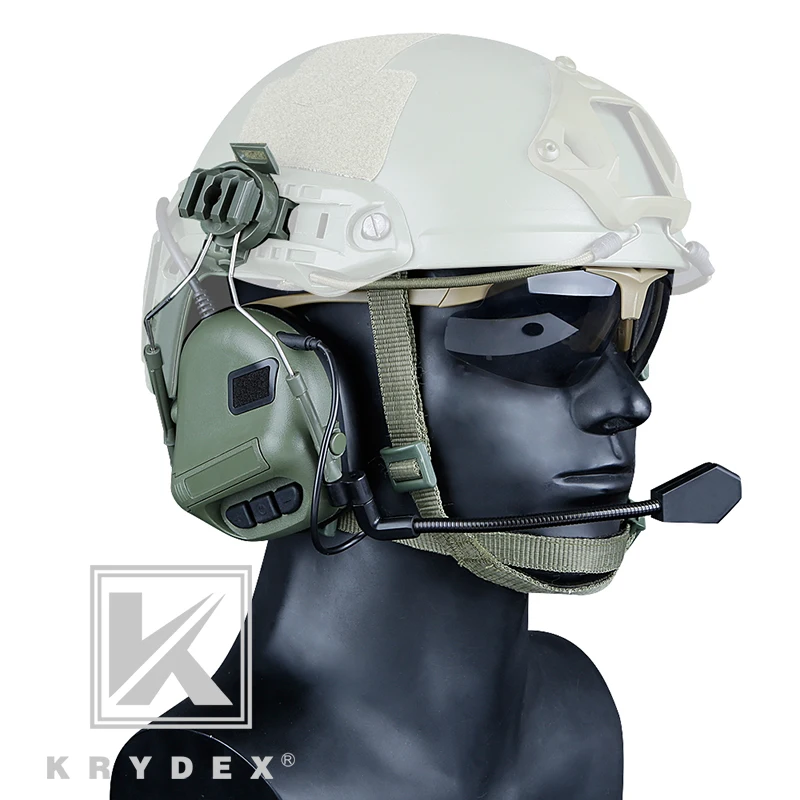 KRYDEX OD Sound Pick Up Noise Reduction Headphone w/ Rail Adapter Microphone For FAST MICH Helmet Peltor Comtac Tactical Headset |