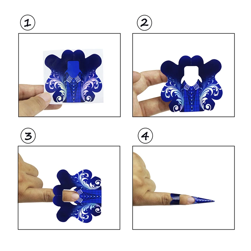 Маникюрные накладки Finger Angel 50/100/500 шт. цветные синие наклейки в форме бабочки для