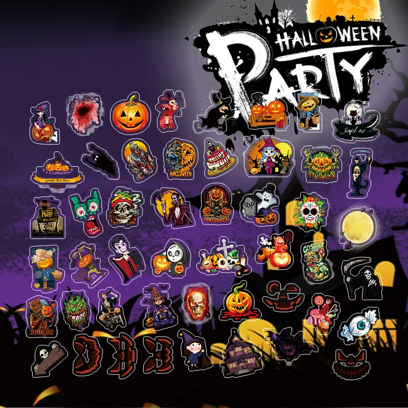 

50 pieces / set of Halloween horror skull graffiti waterproof skateboard travel suitcase notebook luggage stickers party gifts