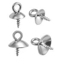 30pcslot stainless steel screw eyes bails top drilled beads end caps pendant diy charms connectors jewelry accessories
