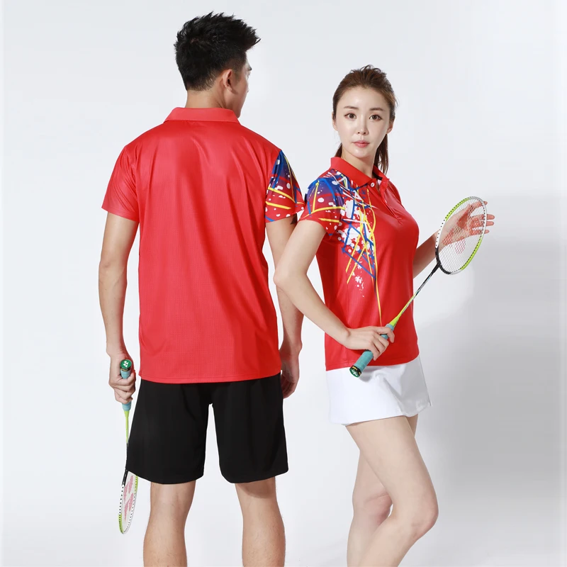 Рубашка для бадминтона Спортивная теннисная рубашка мужчин и женщин спортивные