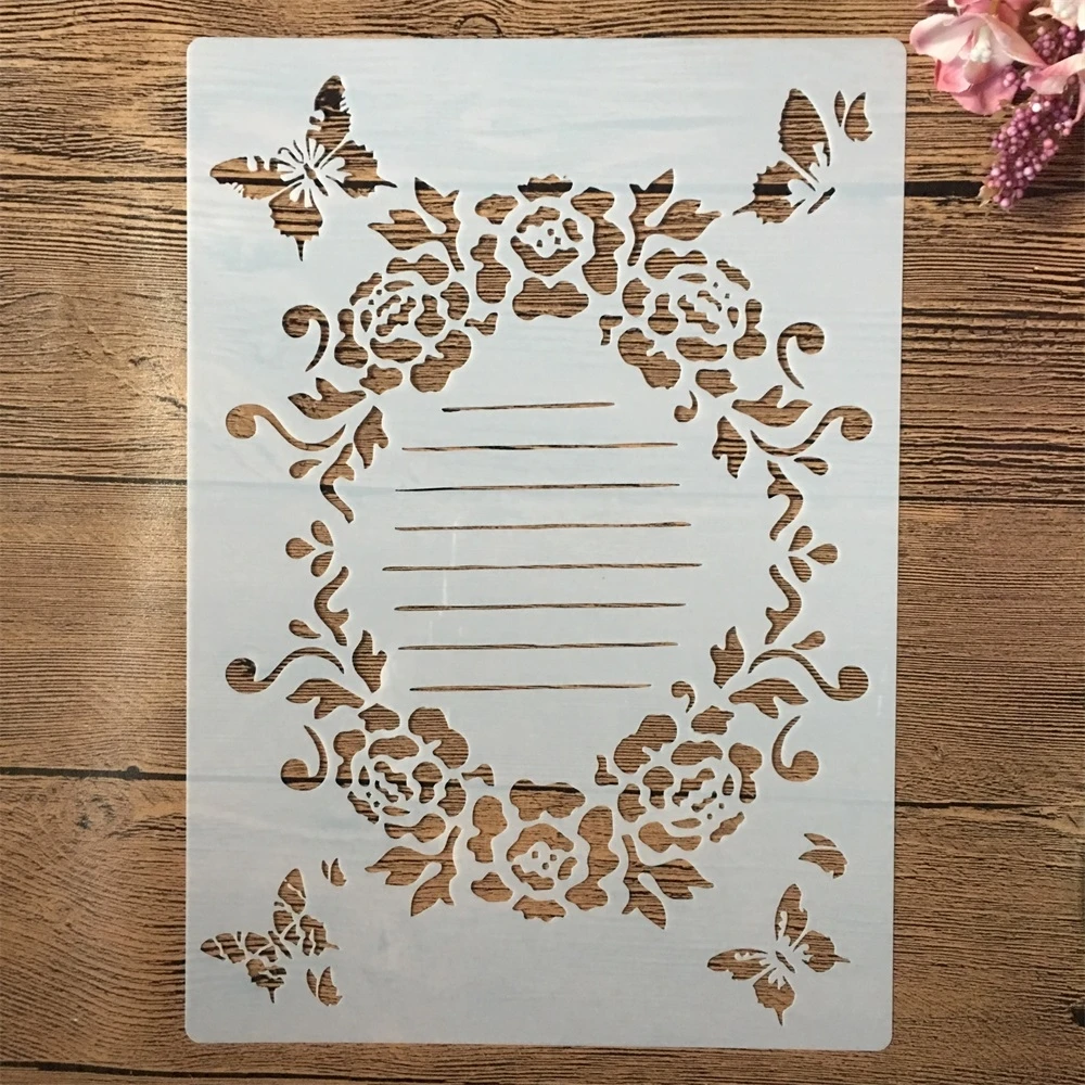 

Трафареты A4 29 см в виде цветов, гирлянды, бабочки, нот, для творчества, для ношения слоями, картина, искусственное украшение, печать, кружевная линейка