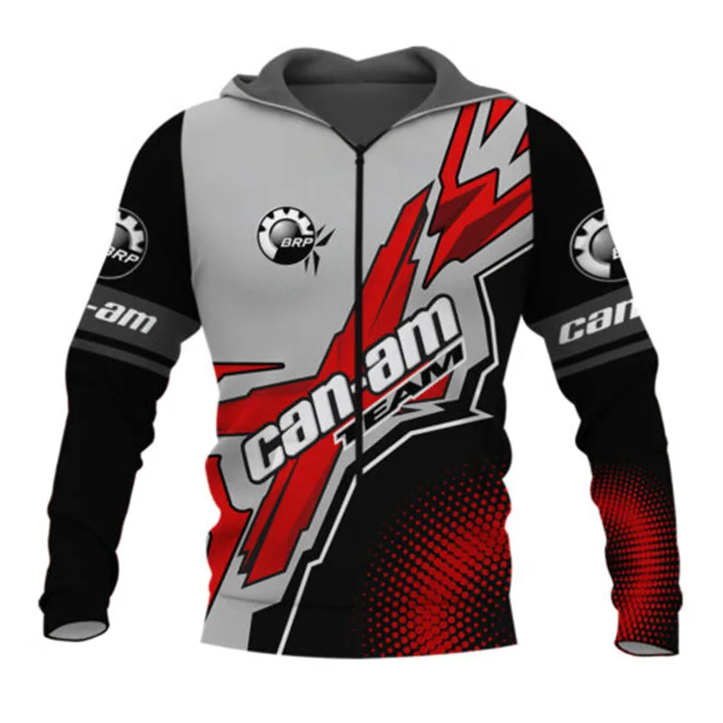 

The latest men's hooded sweatshirt, brp can-am logo, 3D printing, zipper, outdoor sweatshirt, Harajuku, comfortable pullover, hi