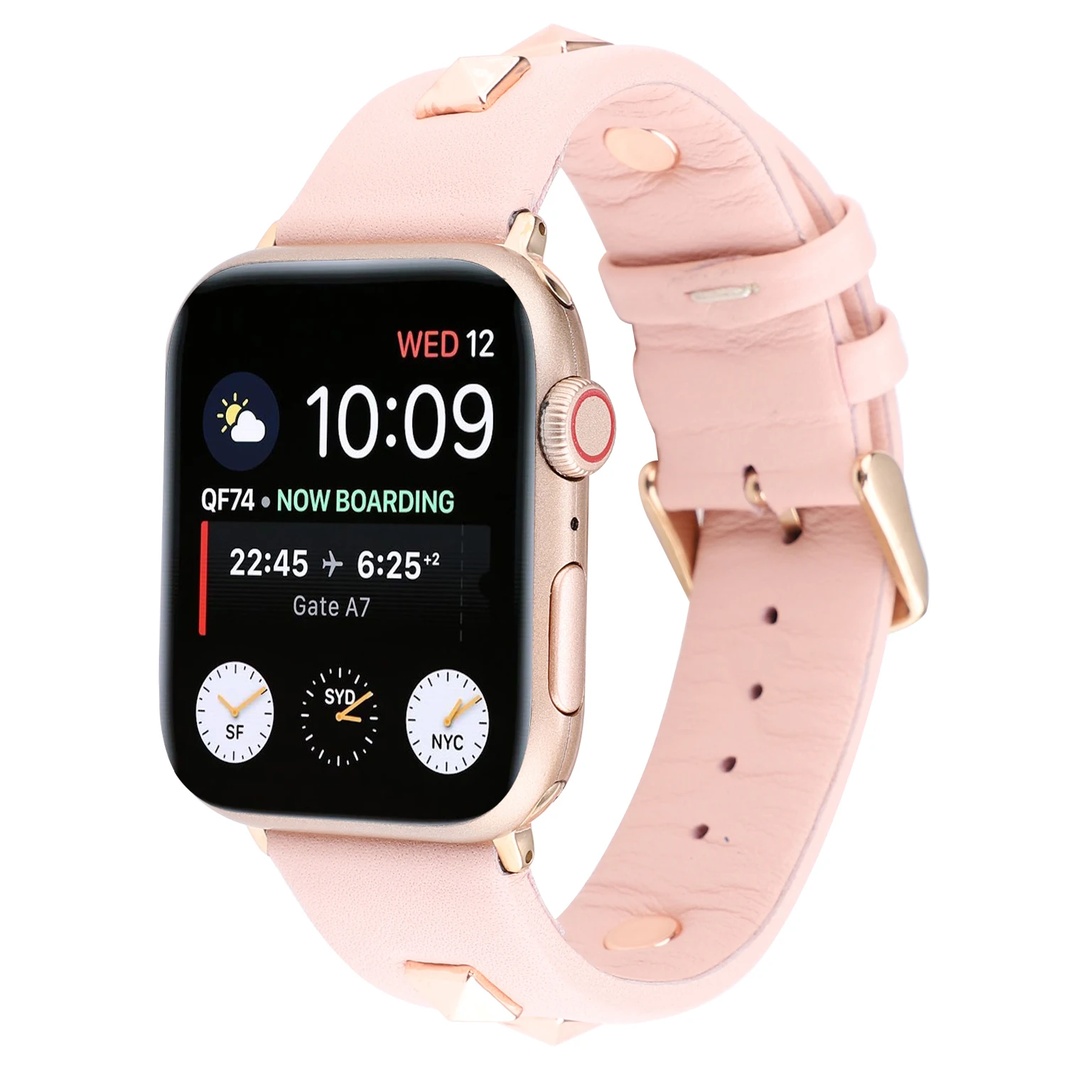 Ремешок из натуральной кожи с заклепками розового золота для apple wacth band 42 мм 38 мм apple watch 4 44/40 мм браслет correa для iwatch 5 4 3 2 1