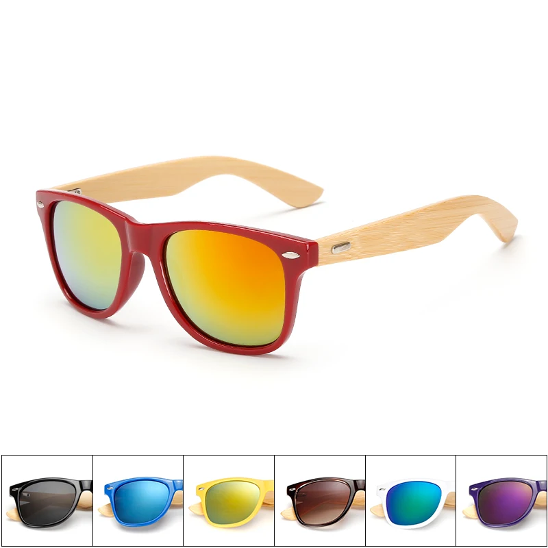 Бамбуковые деревянные квадратные солнцезащитные очки Брендовые дизайнерские мужские женские мужские зеркальные солнцезащитные очки ретро очки UV400 оттенки солнцезащитные очки