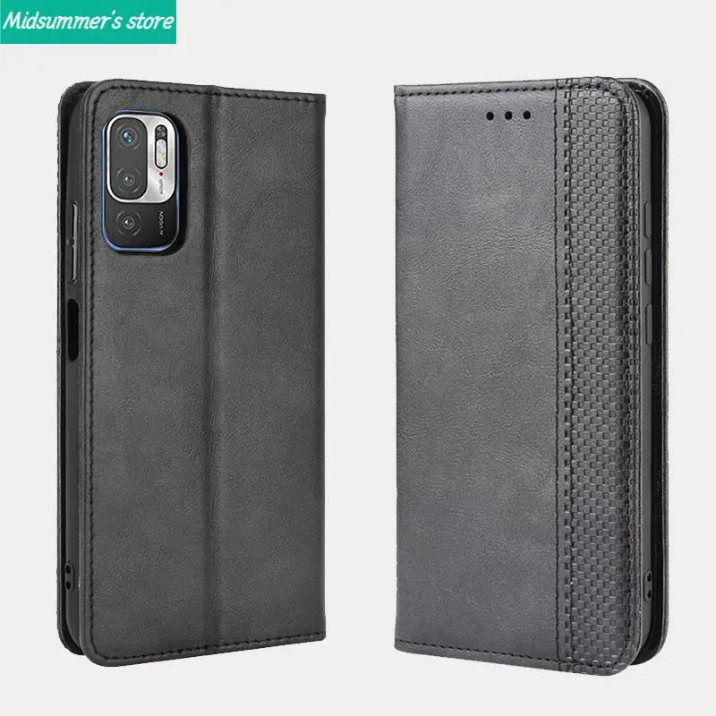 

For Xiaomi Redmi Note 10 9 Pro Case Book Wallet Vintage Slim Magnetic Leather Flip Cover Card Stand Soft Cover Luxury Phone Bags