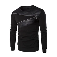 mens clothing round neck long sleeved t shirt fashion zipper decoration t shirt jacket casual sports fitness jogging shirt