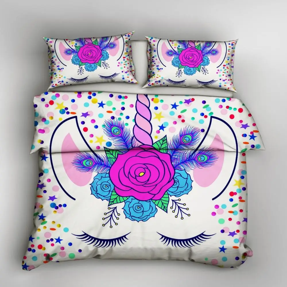 Комплект из пододеяльника и наволочки комплект 3 предметов с 3D рисунком | Дом сад