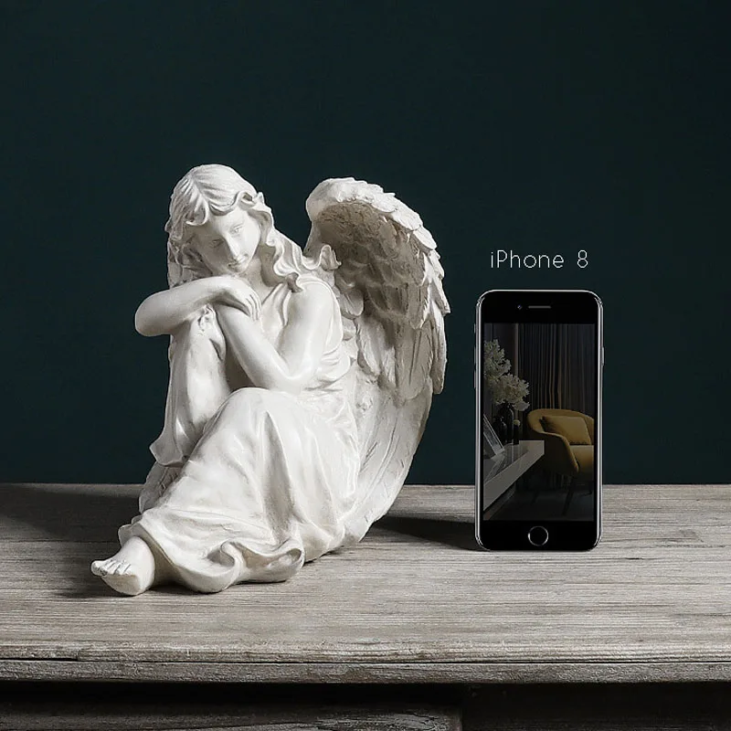 Nordic White Angel Sculpture Modern Happiness Girl Statue Craft Desk Decor Ornaments Home Decoration Living Room Wedding Gift | Дом и сад