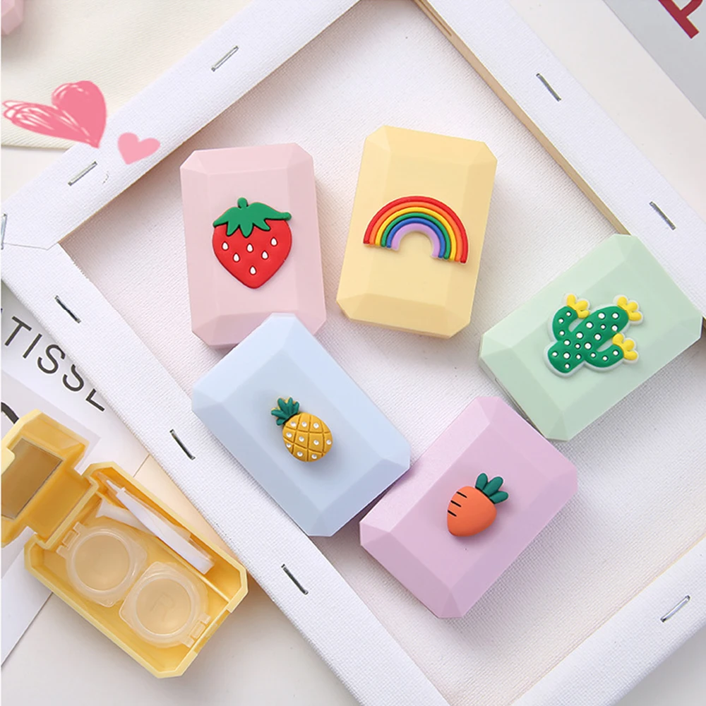 Милый чехол для контактных линз мультяшный карманный портативный мини контейнер