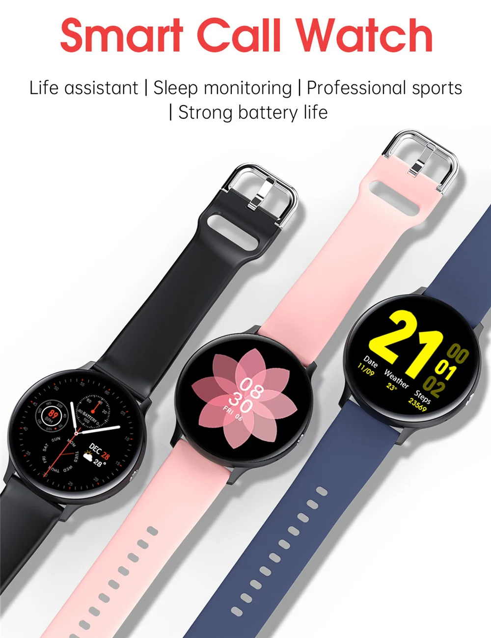 

New 2022 Smart Watch Dial Call Play Music Fitness Bracelet Smartwatch Women IP67 Full Touch Sport Digital Watch for Android IOS