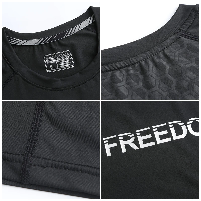 Мужская спортивная одежда Черная Спортивная футболка для бега тренажерного зала