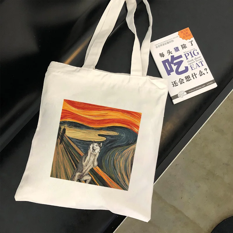 

Сумка-мессенджер женская с принтом хаски, Брезентовая Сумочка на плечо в стиле ретро Харадзюку, Забавный клатч на плечо в стиле улззанг