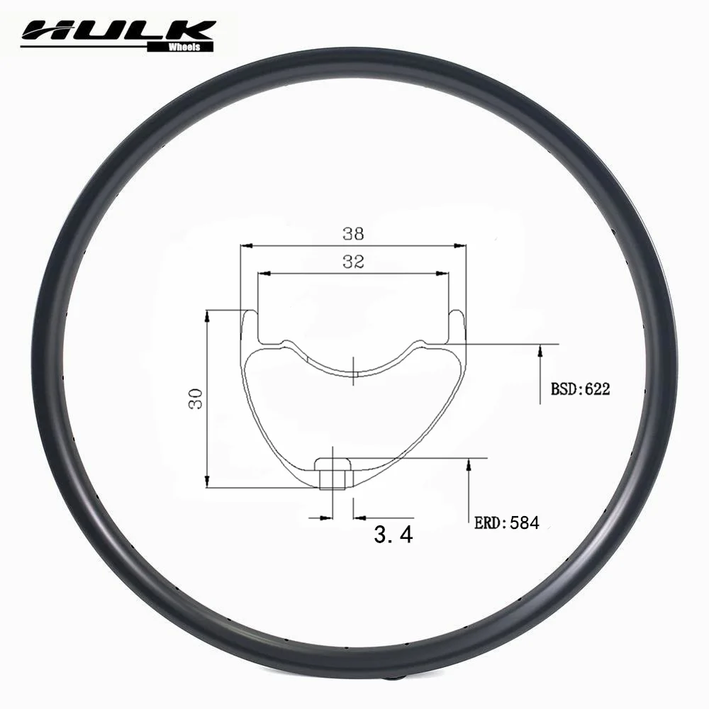 

HULKWHEELS 29er MTB углеродный обод светильник вес 38 мм более широкая бескамерная готов для XC AM кросс-кантри горный велосипед без крючка асимметричн...