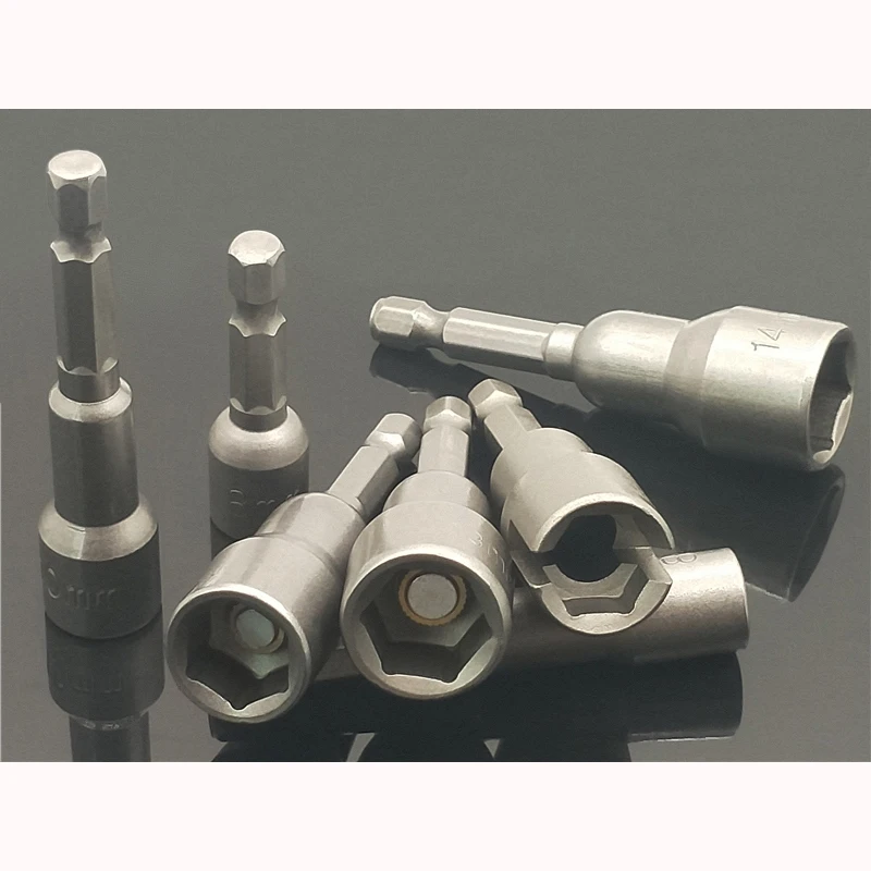 

1PC Hex Socket Sleeve Nozzles Strong Magnetic Nut driver Set Drill Bit Adapter Wind Approved Sleeve Electric 6 8 10 13 17 19MM