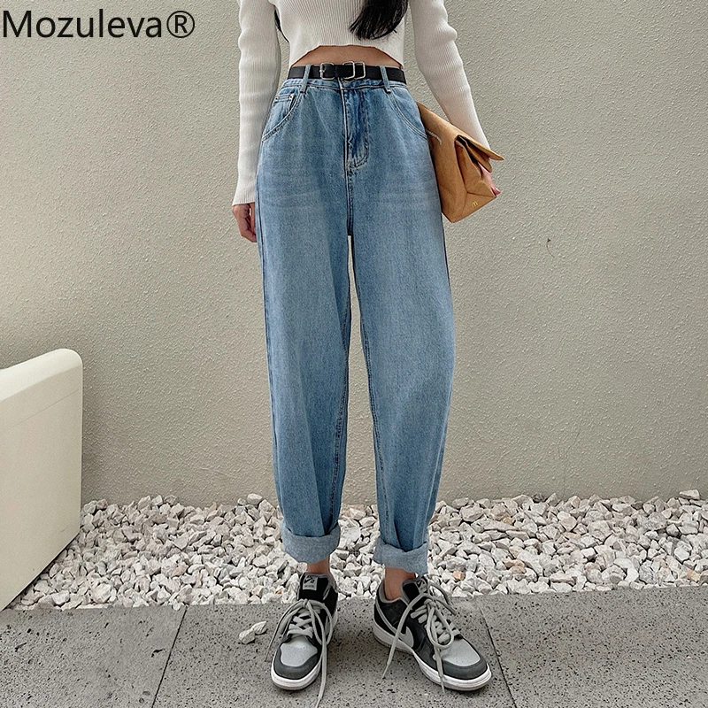 

Mozuleva 2022 Summer Casual High Waist Harem Jeans Women Autumn Loose Female Denim Pants Streetwear Cropped Denim Trousers