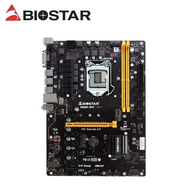 Материнские платы BIOSTAR TB250-BTC 6PCIE B250 LGA 1151 DDR4 ATX BTC материнская плата для майнинга
