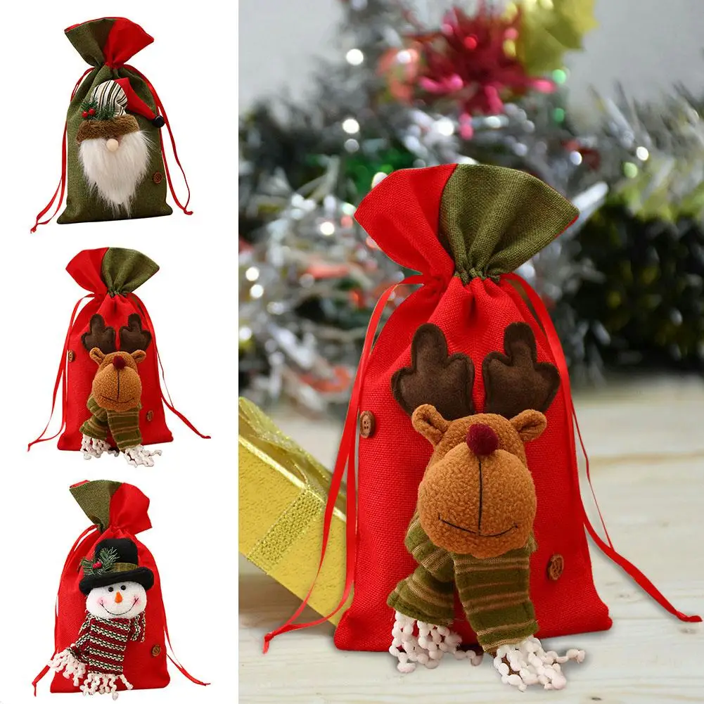Новая Подарочная сумка Санта-Клауса Рождественское украшение Рождественская